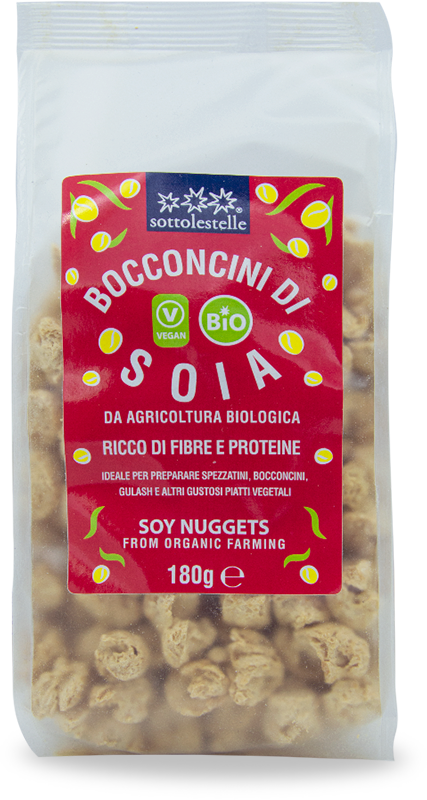 Bocconcini vegetali a base di soia. Da agricoltura biologica.